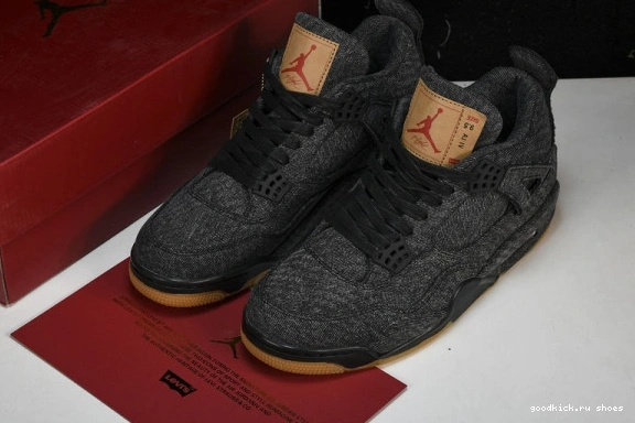 NRG - AO2571-001 AO2571-001 Air Black Levis Retro 4  Levis Denim Jordan 0209